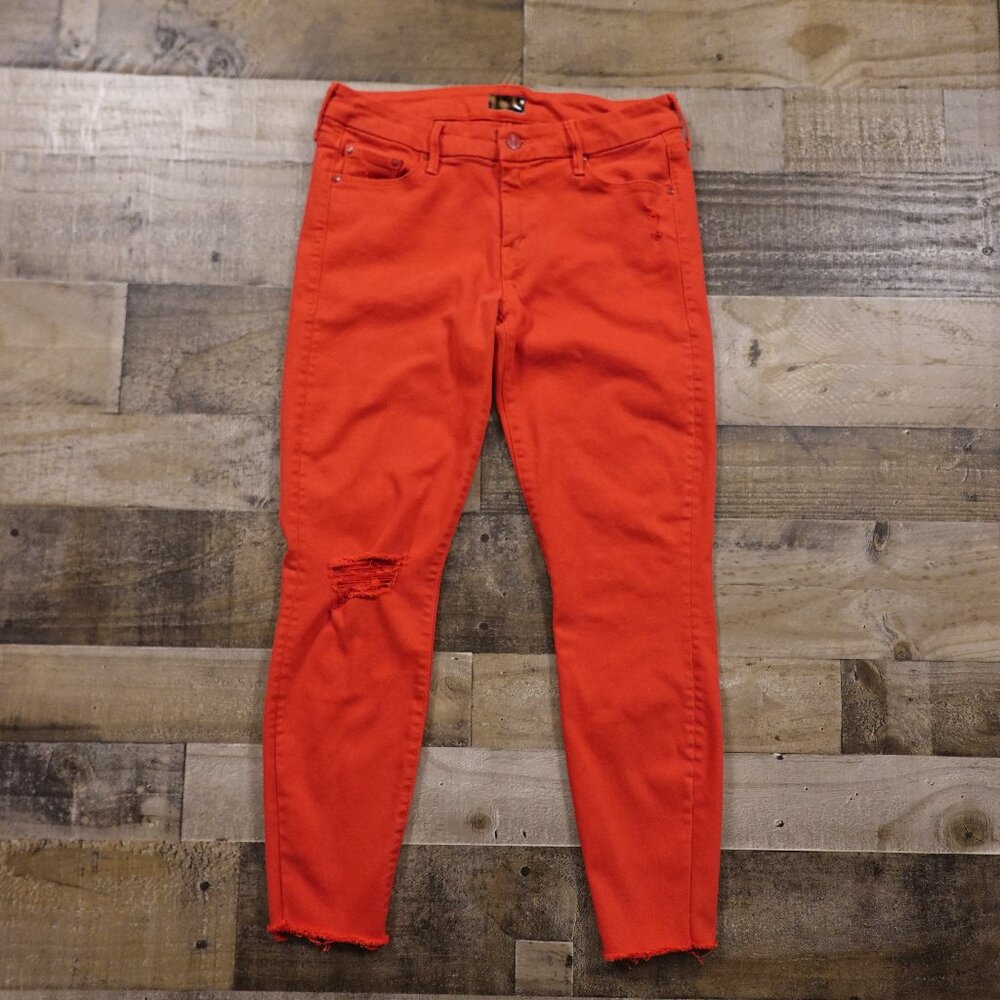 MOTHER Jeans The Looker Ankle Fray Skinny Jean Women's 28 Cayenne Red